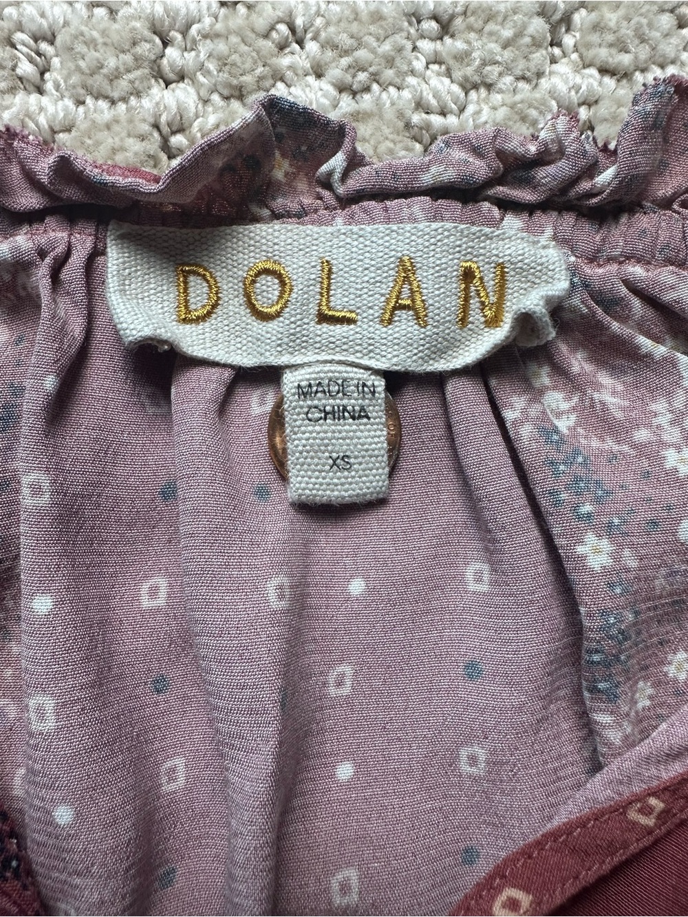 Dolan Anthropologie Dusty Rose Mixed-Print Tassel Peasant Blouse - Picture 4 of 6